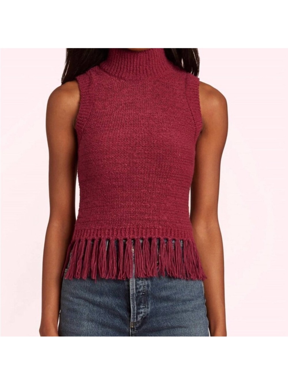 Amanda Uprichard Serita Knit fringed top Medium